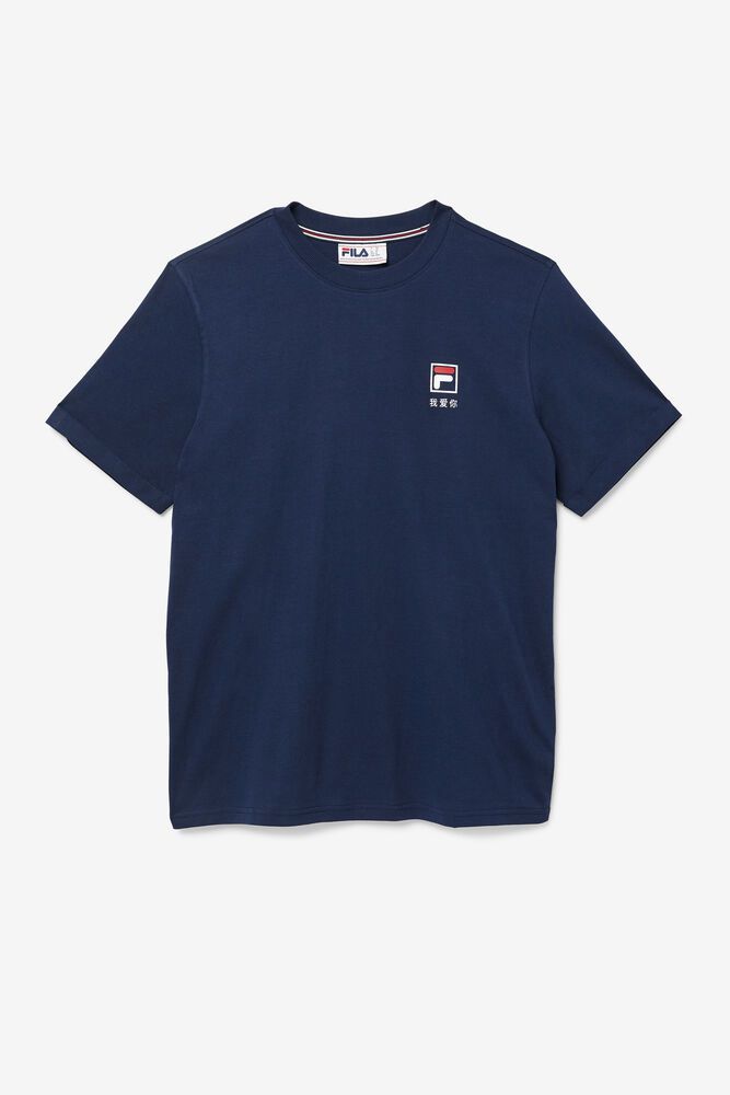 Fila Kildare Navy T-Shirt Mens - NZ 21385-MBHF